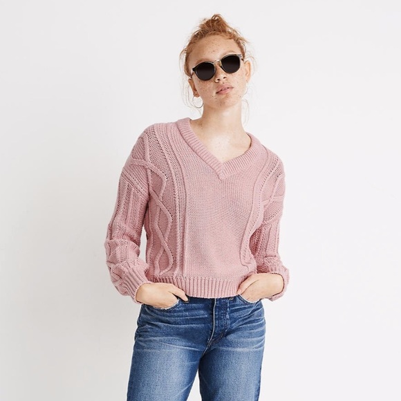 Madewell Sweaters - NWT Madewell Augustus Cableknit V-Neck Sweater